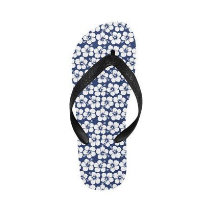 Hibiscus Blue Hawaiian Flower Pattern Flip Flops-JTAMIGO.COM