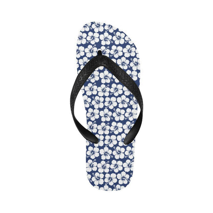 Hibiscus Blue Hawaiian Flower Pattern Flip Flops-JTAMIGO.COM