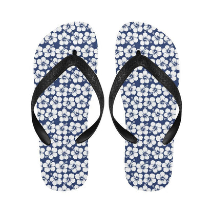 Hibiscus Blue Hawaiian Flower Pattern Flip Flops-JTAMIGO.COM