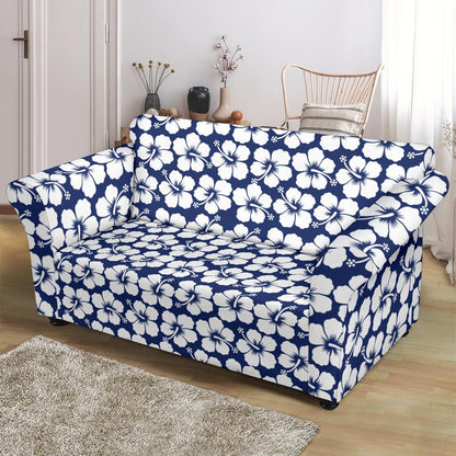 Hibiscus Blue Hawaiian Flower Pattern Loveseat Slipcover-JTAMIGO.COM