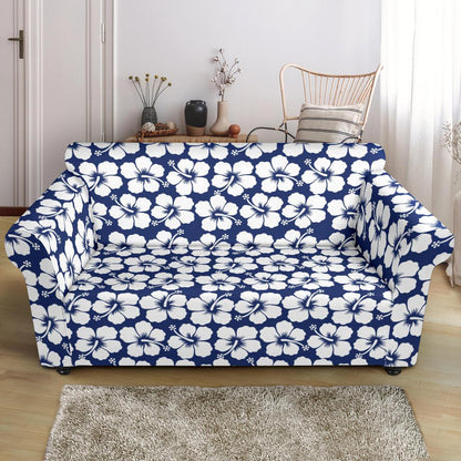 Hibiscus Blue Hawaiian Flower Pattern Loveseat Slipcover-JTAMIGO.COM