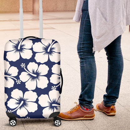 Hibiscus Blue Hawaiian Flower Pattern Luggage Cover Protector