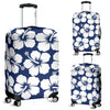 Hibiscus Blue Hawaiian Flower Pattern Luggage Cover Protector