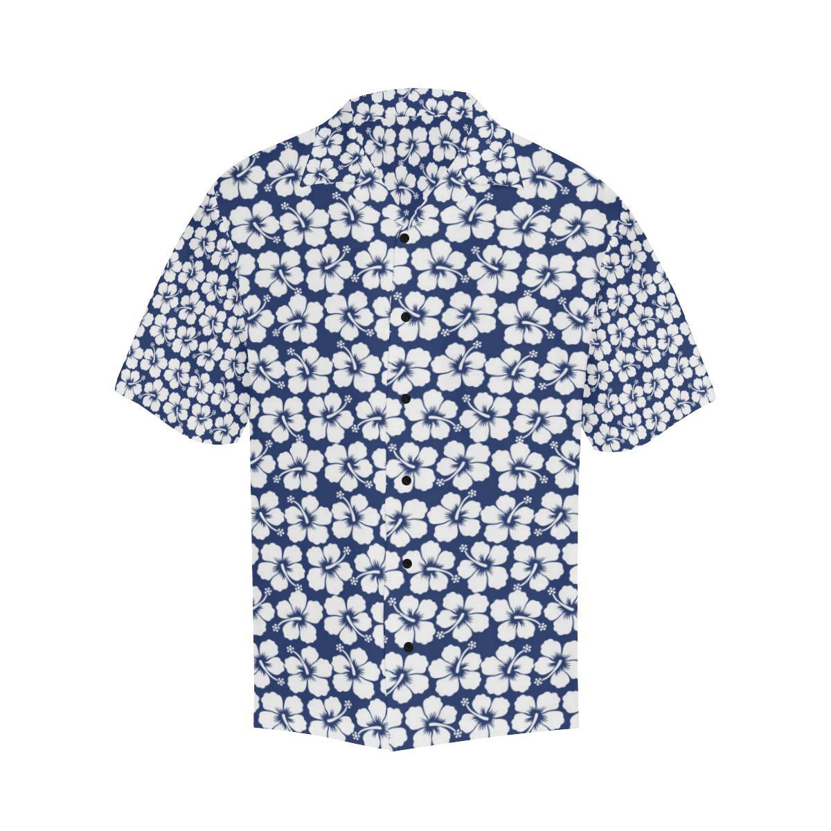 Hibiscus Blue Hawaiian Flower Pattern Men Aloha Hawaiian Shirt