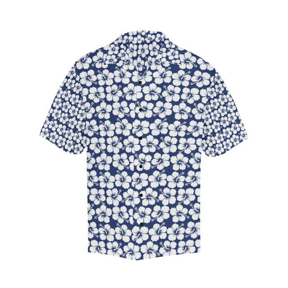 Hibiscus Blue Hawaiian Flower Pattern Men Aloha Hawaiian Shirt