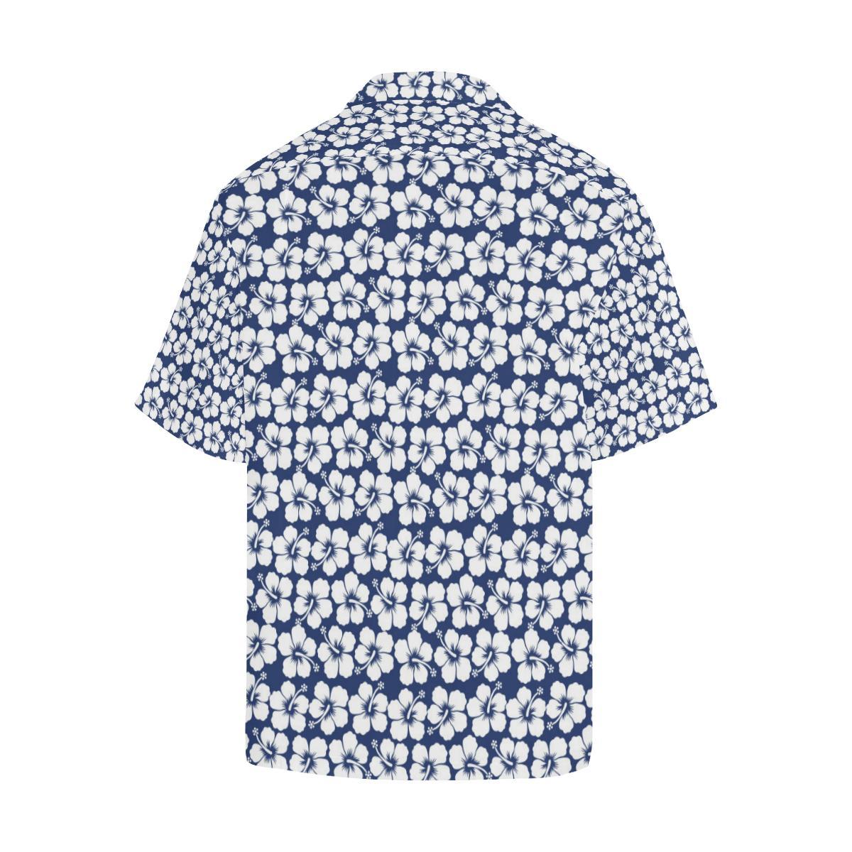 Hibiscus Blue Hawaiian Flower Pattern Men Aloha Hawaiian Shirt