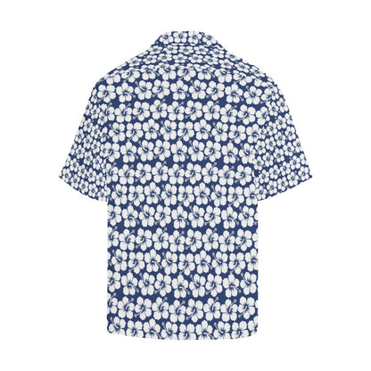 Hibiscus Blue Hawaiian Flower Pattern Men Aloha Hawaiian Shirt