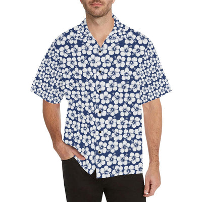 Hibiscus Blue Hawaiian Flower Pattern Men Aloha Hawaiian Shirt