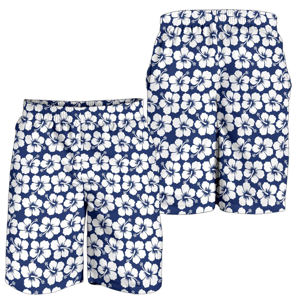 Hibiscus Blue Hawaiian Flower Pattern Mens Shorts-JTAMIGO.COM