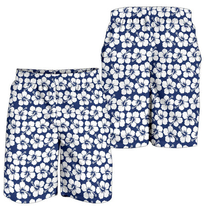 Hibiscus Blue Hawaiian Flower Pattern Mens Shorts-JTAMIGO.COM