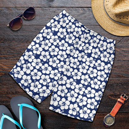 Hibiscus Blue Hawaiian Flower Pattern Mens Shorts-JTAMIGO.COM