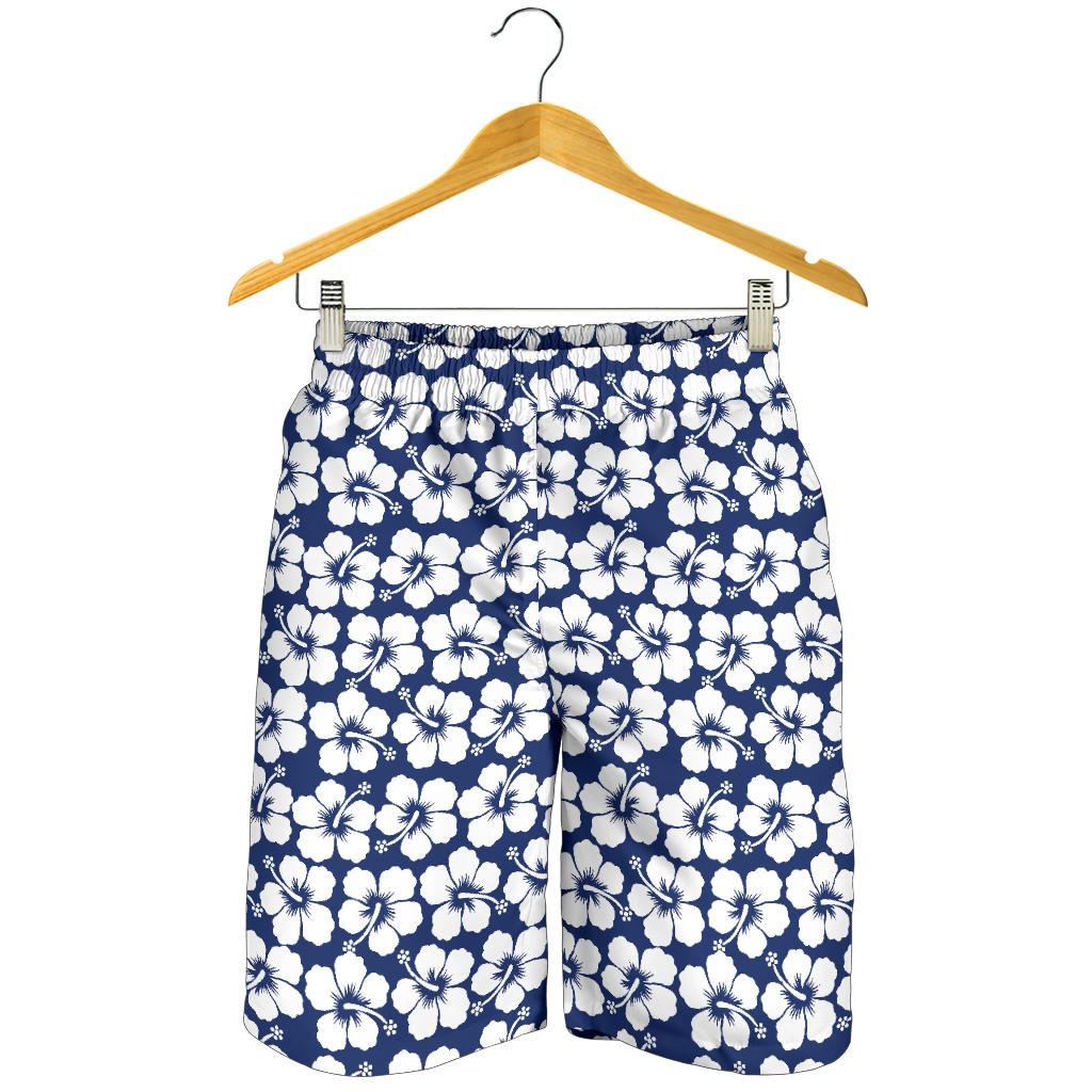 Hibiscus Blue Hawaiian Flower Pattern Mens Shorts-JTAMIGO.COM