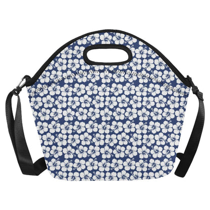 Hibiscus Blue Hawaiian Flower Pattern Neoprene Lunch Bag (Model 1669)(Large)-JTAMIGO.COM