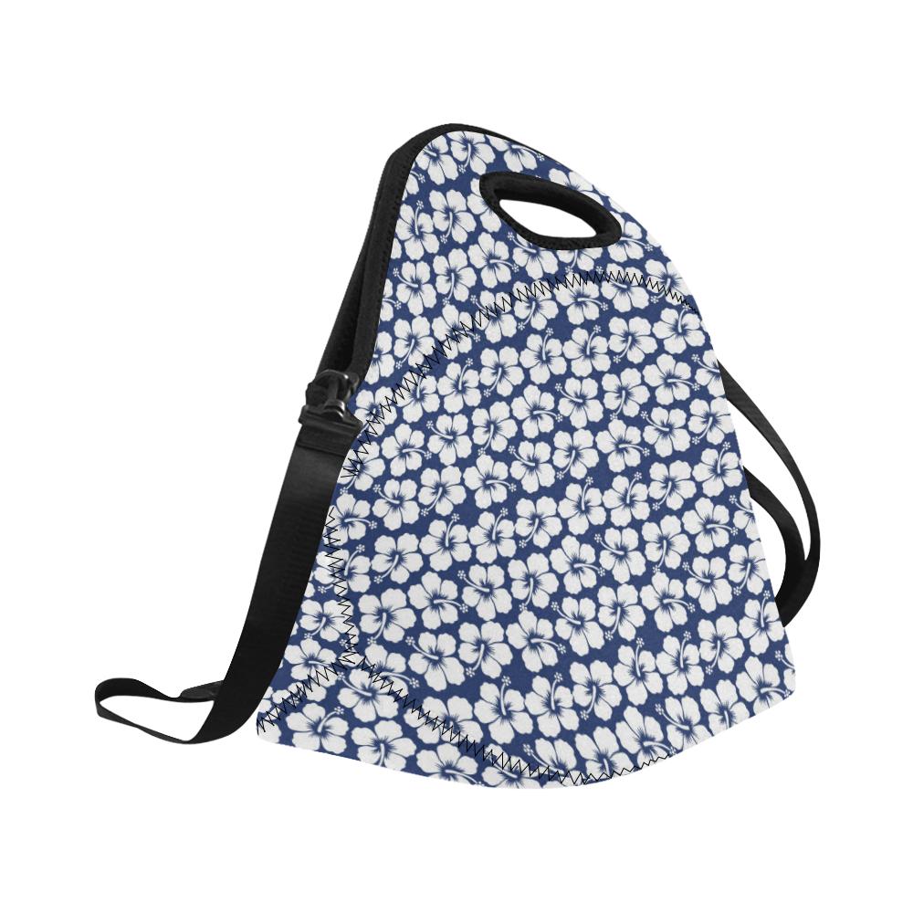 Hibiscus Blue Hawaiian Flower Pattern Neoprene Lunch Bag (Model 1669)(Large)-JTAMIGO.COM