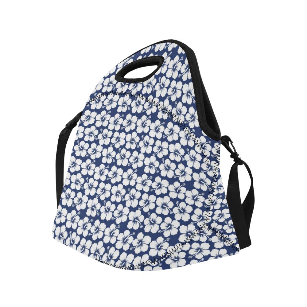 Hibiscus Blue Hawaiian Flower Pattern Neoprene Lunch Bag (Model 1669)(Large)-JTAMIGO.COM
