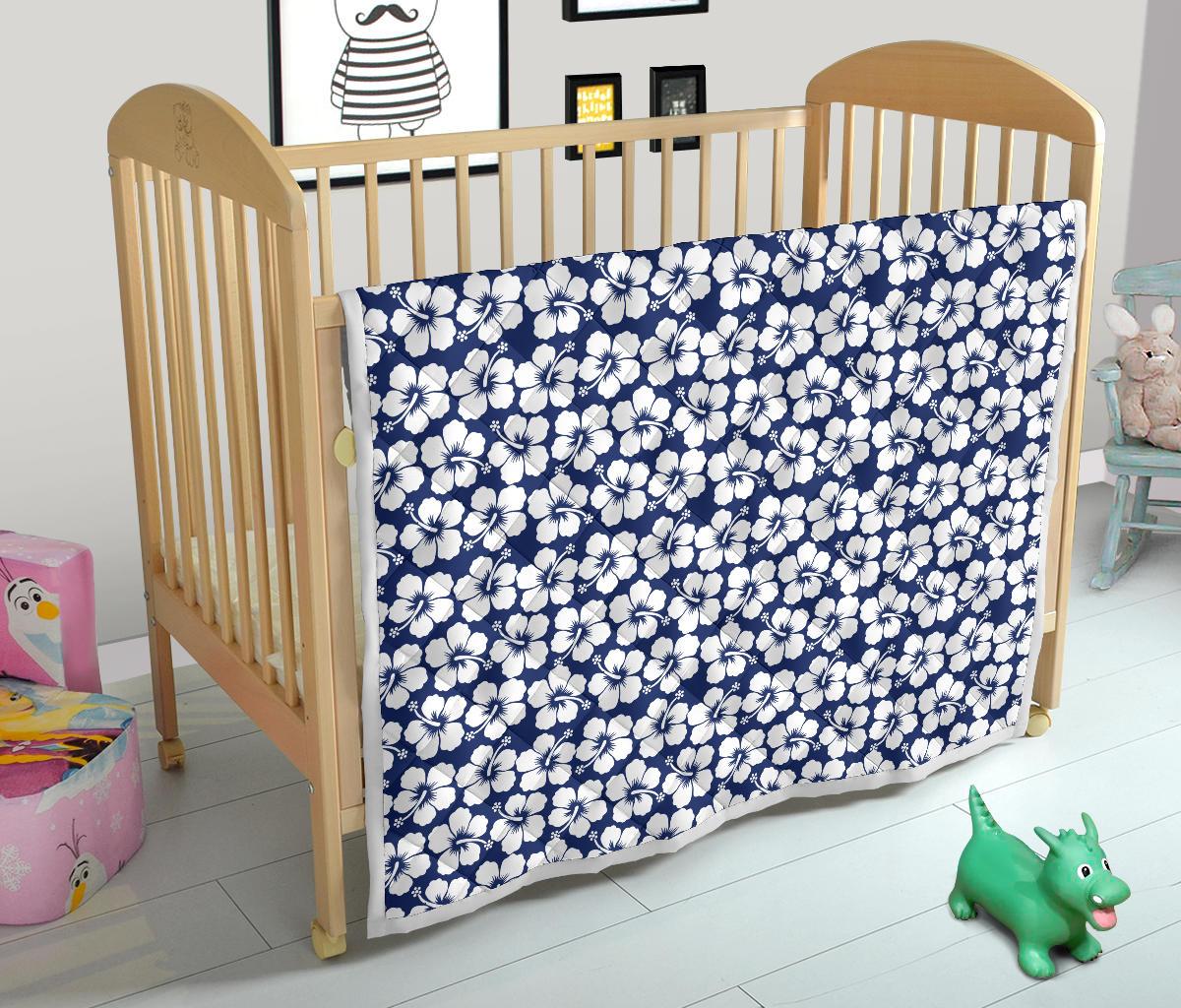 Hibiscus Blue Hawaiian Flower Pattern Premium Quilt-JTAMIGO.COM