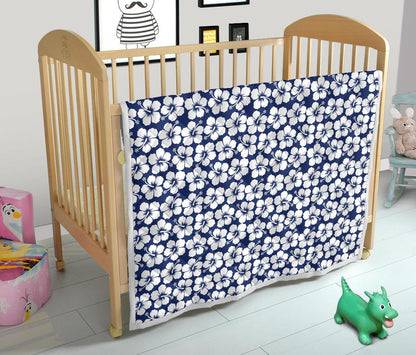 Hibiscus Blue Hawaiian Flower Pattern Premium Quilt-JTAMIGO.COM