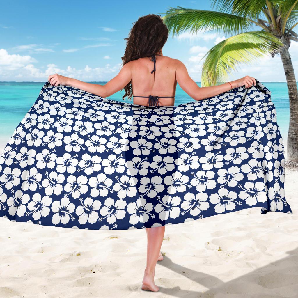 Hibiscus Blue Hawaiian Flower Pattern Sarong Pareo Wrap