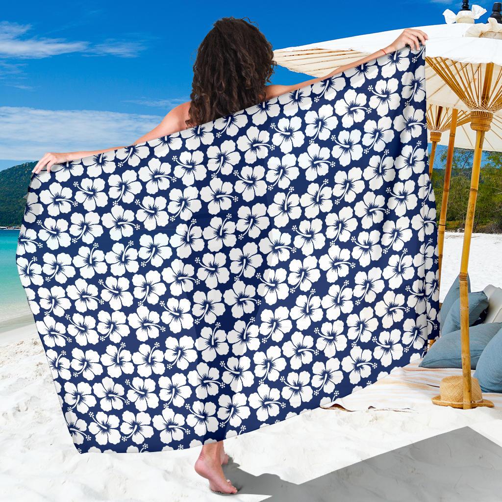 Hibiscus Blue Hawaiian Flower Pattern Sarong Pareo Wrap