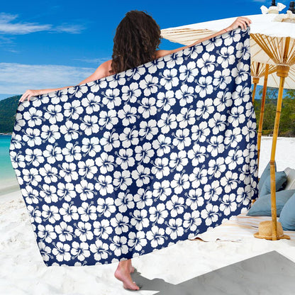 Hibiscus Blue Hawaiian Flower Pattern Sarong Pareo Wrap
