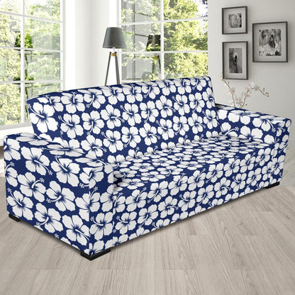 Hibiscus Blue Hawaiian Flower Pattern Sofa Slipcover-JTAMIGO.COM