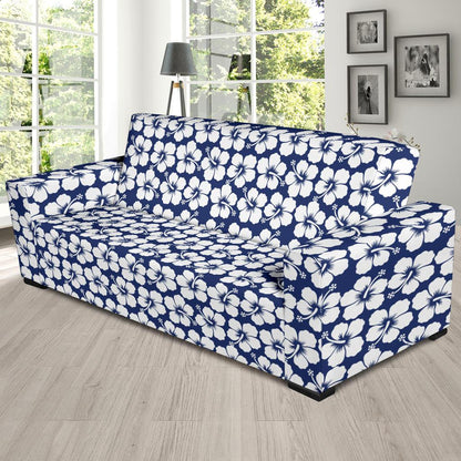 Hibiscus Blue Hawaiian Flower Pattern Sofa Slipcover-JTAMIGO.COM
