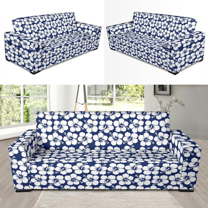 Hibiscus Blue Hawaiian Flower Pattern Sofa Slipcover-JTAMIGO.COM