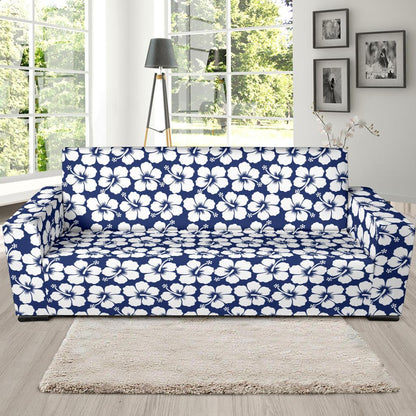Hibiscus Blue Hawaiian Flower Pattern Sofa Slipcover-JTAMIGO.COM