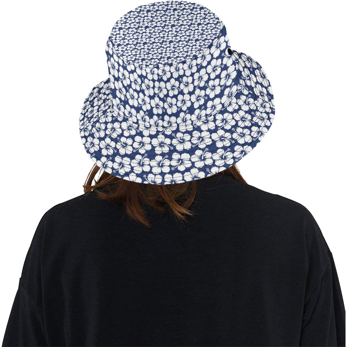 Hibiscus Blue Hawaiian Flower Pattern Unisex Bucket Hat