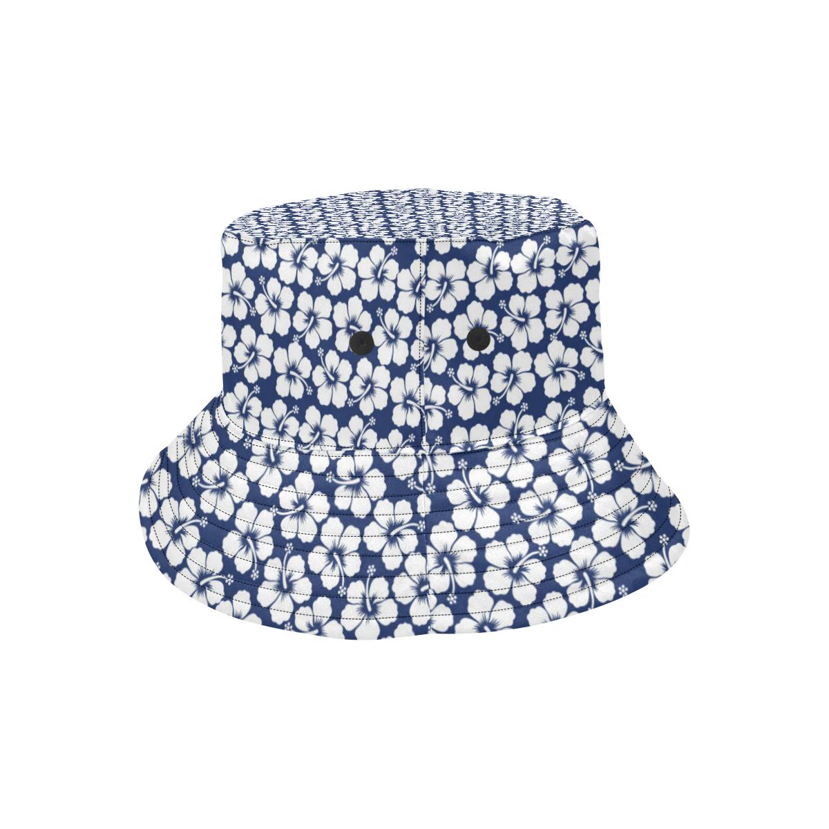 Hibiscus Blue Hawaiian Flower Pattern Unisex Bucket Hat