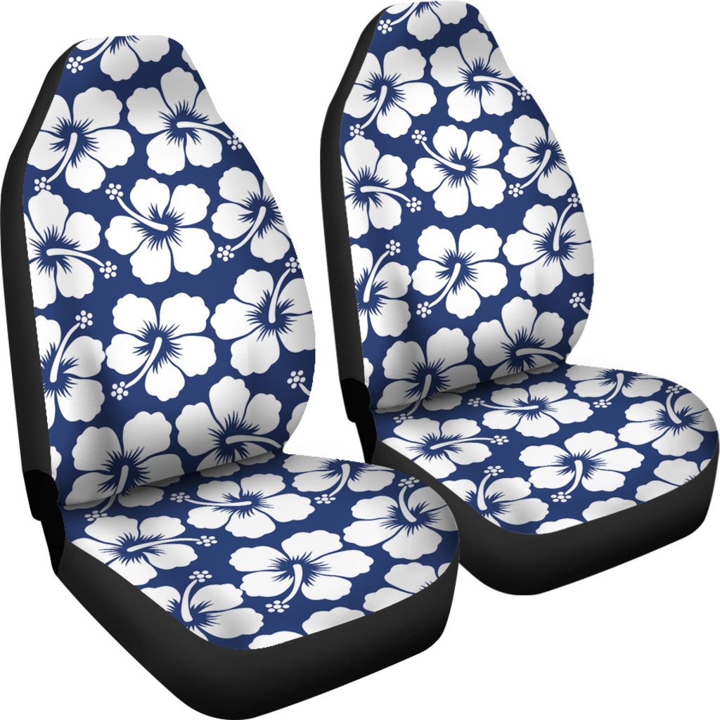 Hibiscus Blue Hawaiian Flower Pattern Universal Fit Car Seat Covers