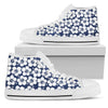 Hibiscus Blue Hawaiian Flower Pattern Women High Top Shoes