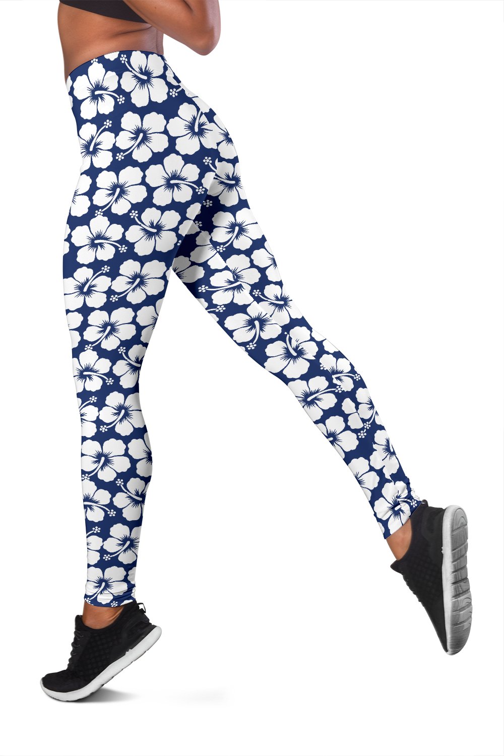 Hibiscus Blue Hawaiian Flower Pattern Women Leggings