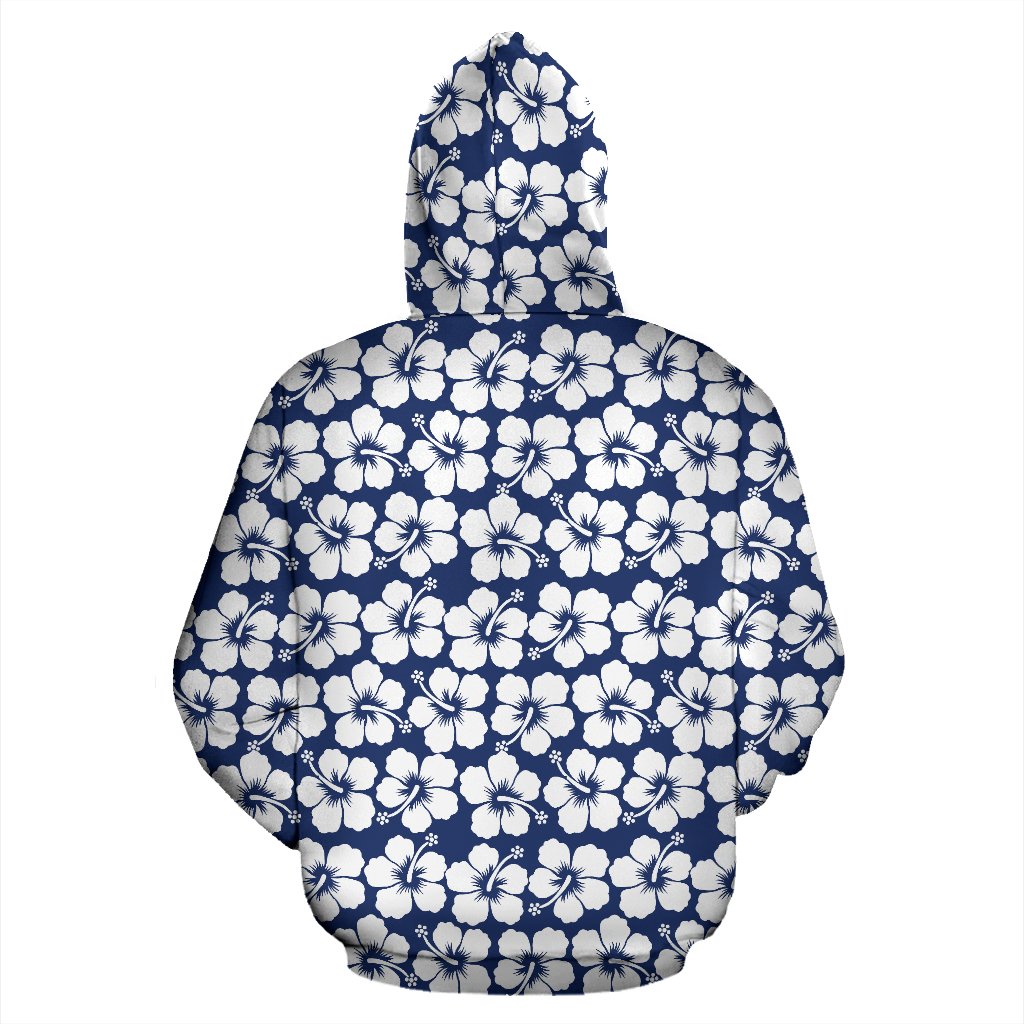 Hibiscus Blue Hawaiian Flower Pattern Zip Up Hoodie
