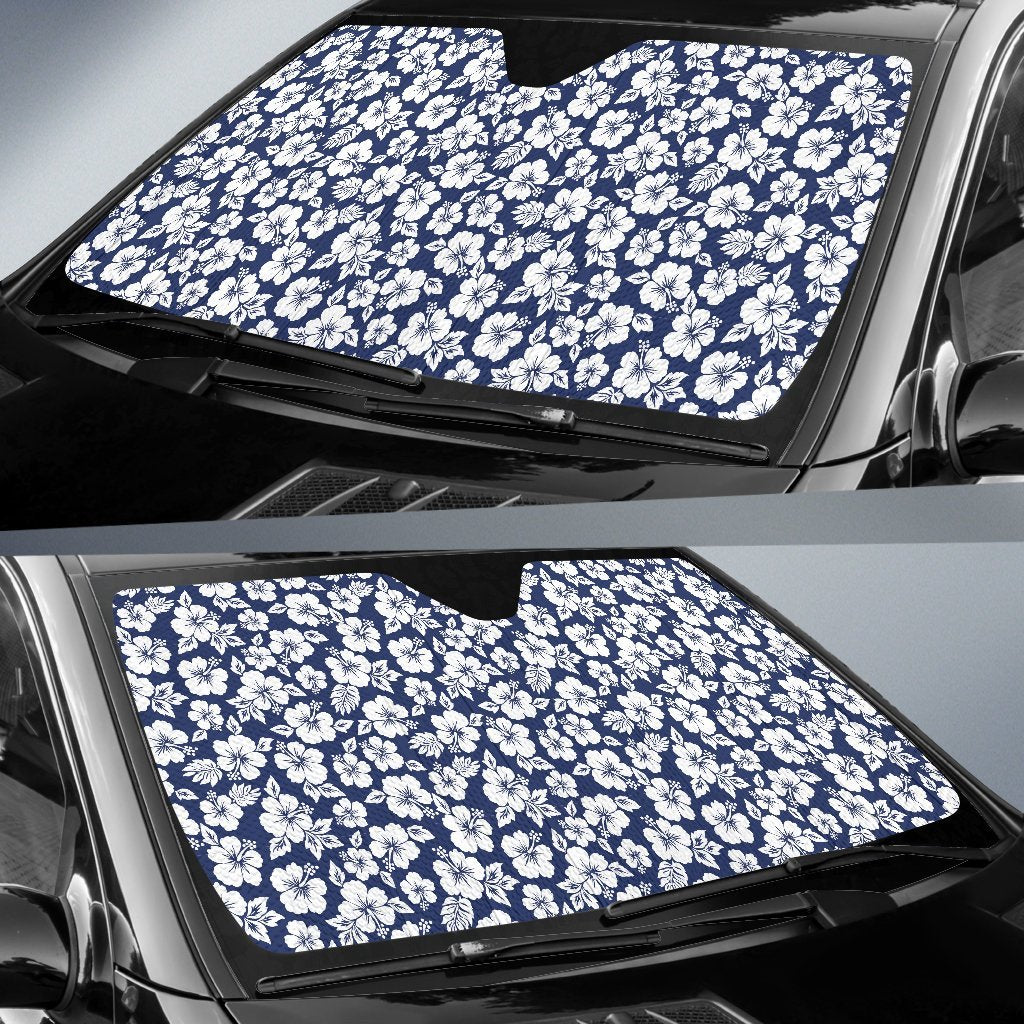 Hibiscus Blue Hawaiian Flower Style Car Sun Shade For Windshield