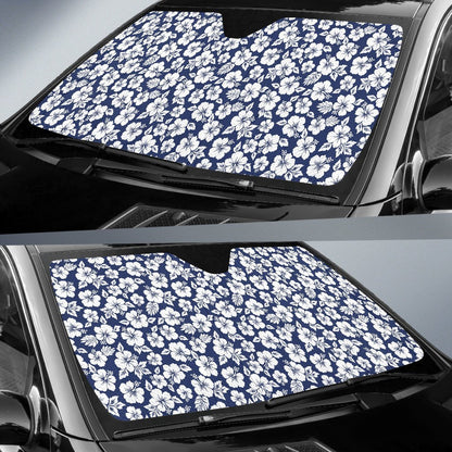 Hibiscus Blue Hawaiian Flower Style Car Sun Shade For Windshield