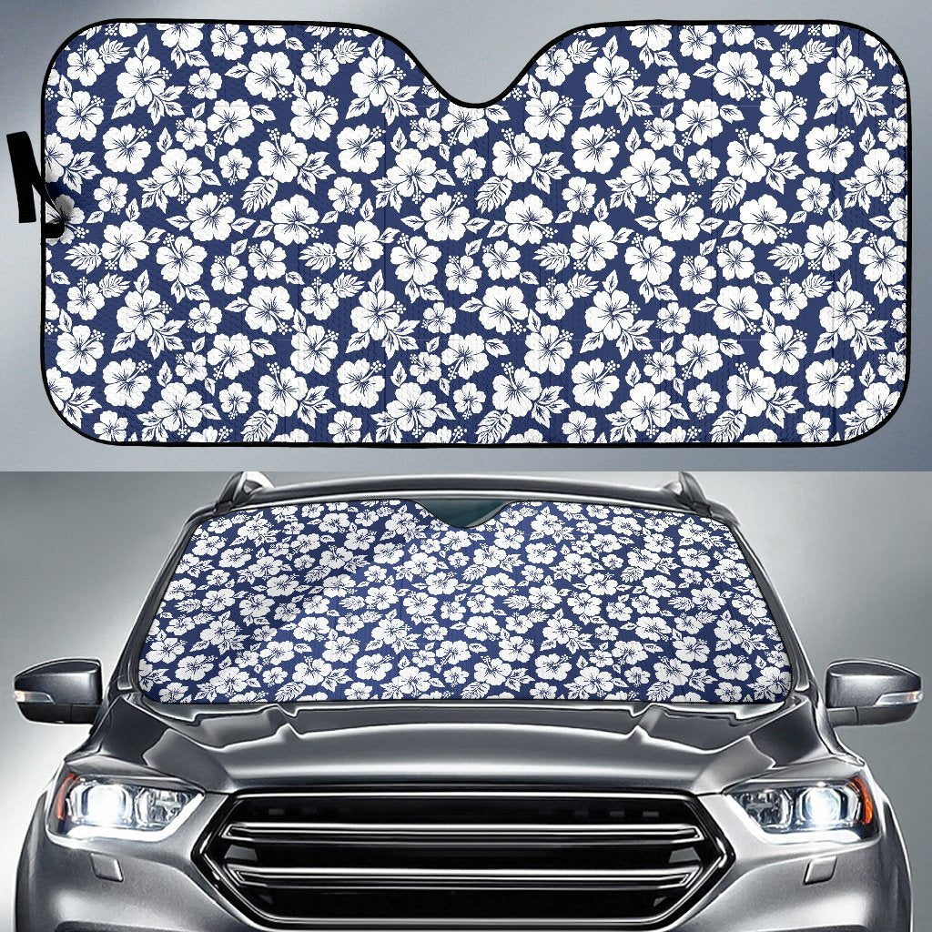Hibiscus Blue Hawaiian Flower Style Car Sun Shade For Windshield