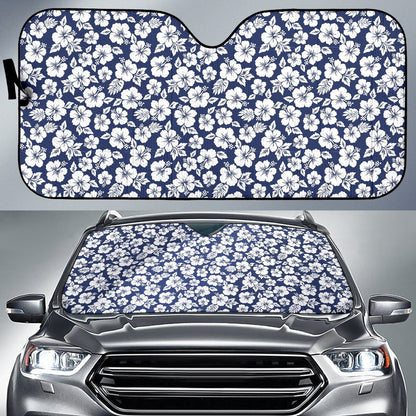 Hibiscus Blue Hawaiian Flower Style Car Sun Shade For Windshield