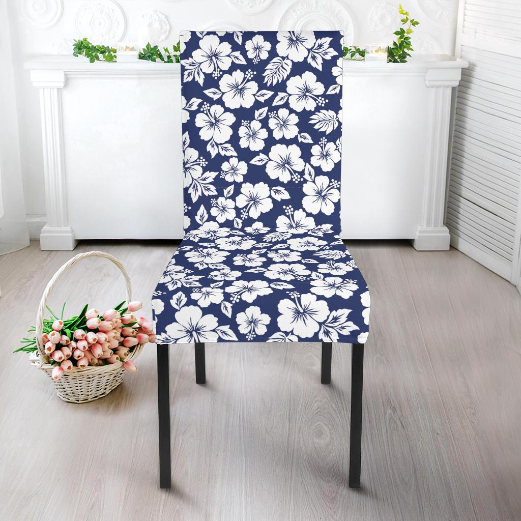 Hibiscus Blue Hawaiian Flower Style Dining Chair Slipcover-JTAMIGO.COM