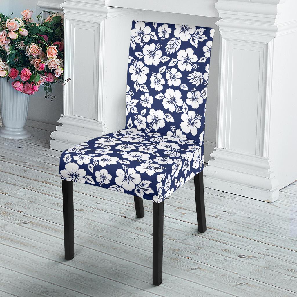 Hibiscus Blue Hawaiian Flower Style Dining Chair Slipcover-JTAMIGO.COM