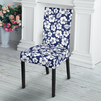Hibiscus Blue Hawaiian Flower Style Dining Chair Slipcover-JTAMIGO.COM