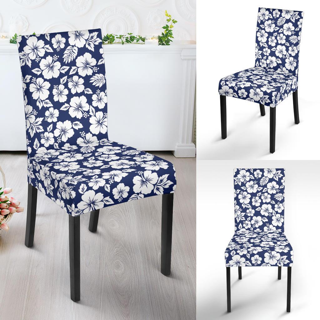 Hibiscus Blue Hawaiian Flower Style Dining Chair Slipcover-JTAMIGO.COM
