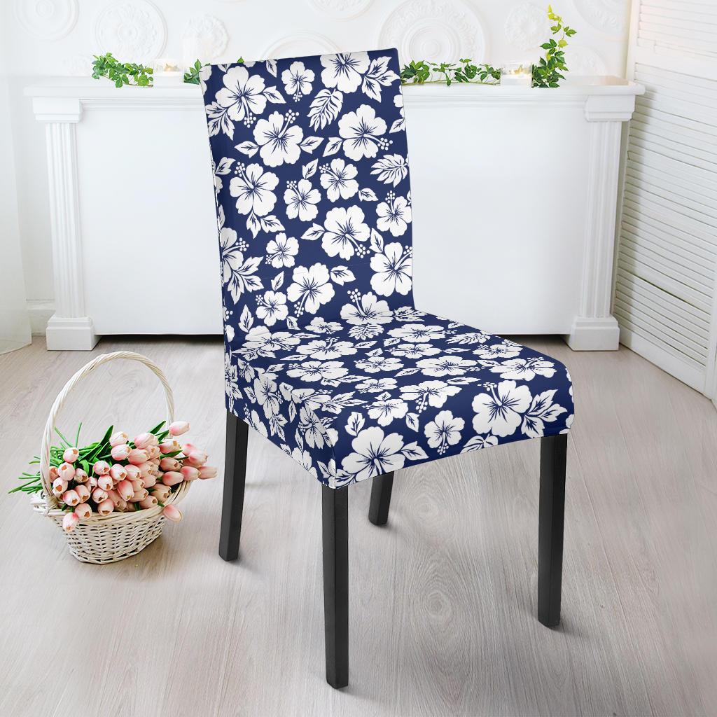 Hibiscus Blue Hawaiian Flower Style Dining Chair Slipcover-JTAMIGO.COM