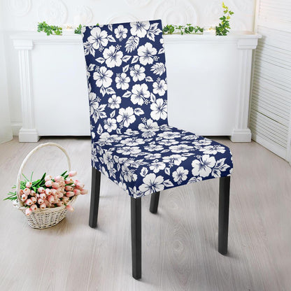 Hibiscus Blue Hawaiian Flower Style Dining Chair Slipcover-JTAMIGO.COM