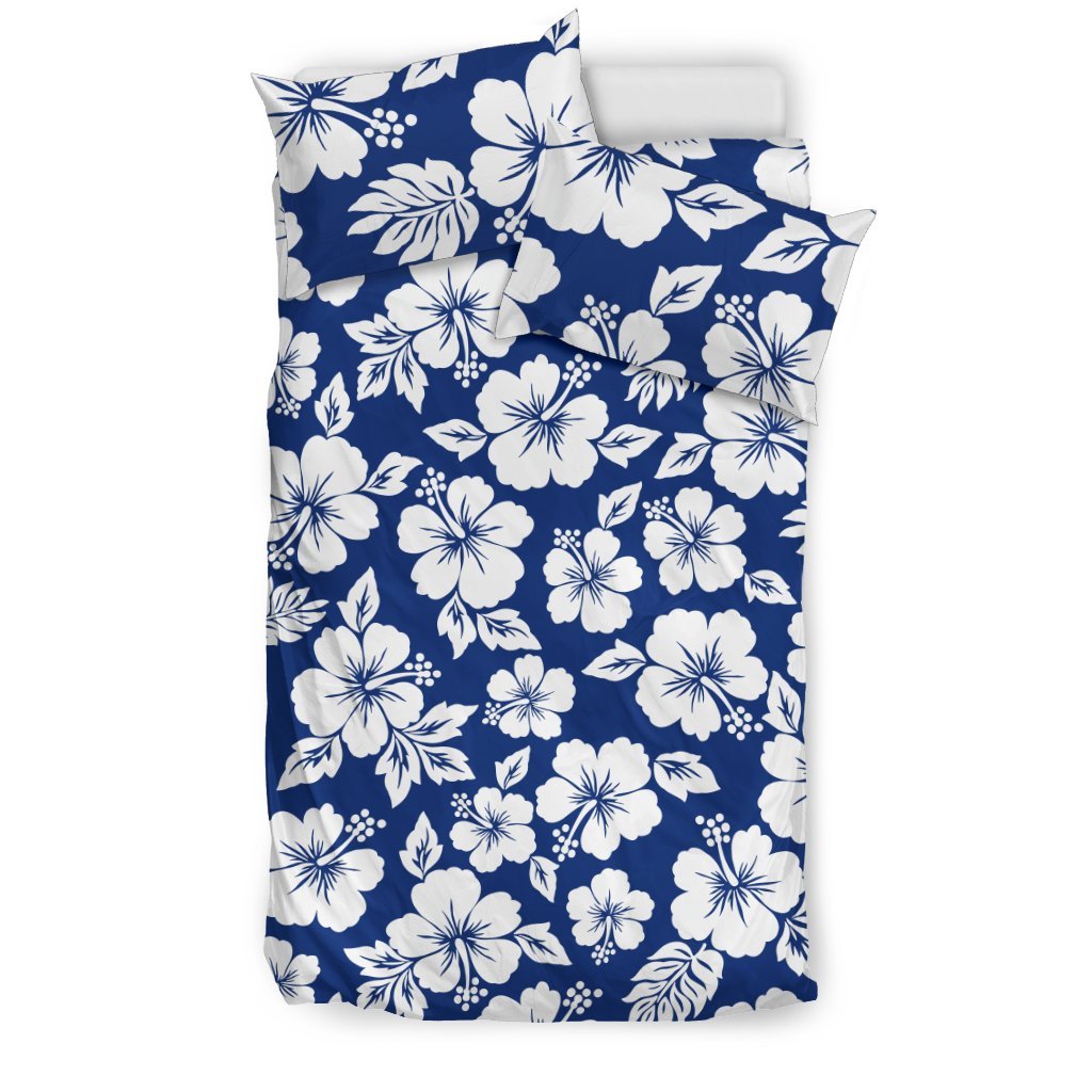 Hibiscus Blue Hawaiian Flower Style Duvet Cover Bedding Set
