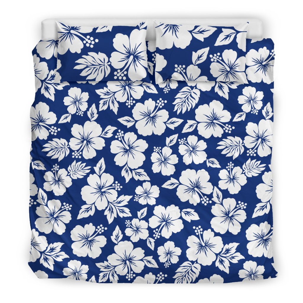 Hibiscus Blue Hawaiian Flower Style Duvet Cover Bedding Set