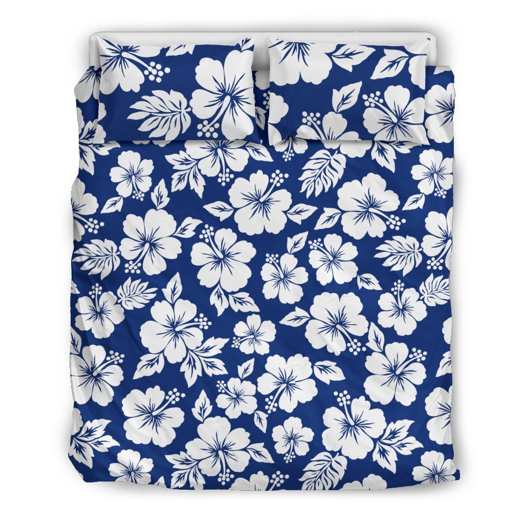 Hibiscus Blue Hawaiian Flower Style Duvet Cover Bedding Set