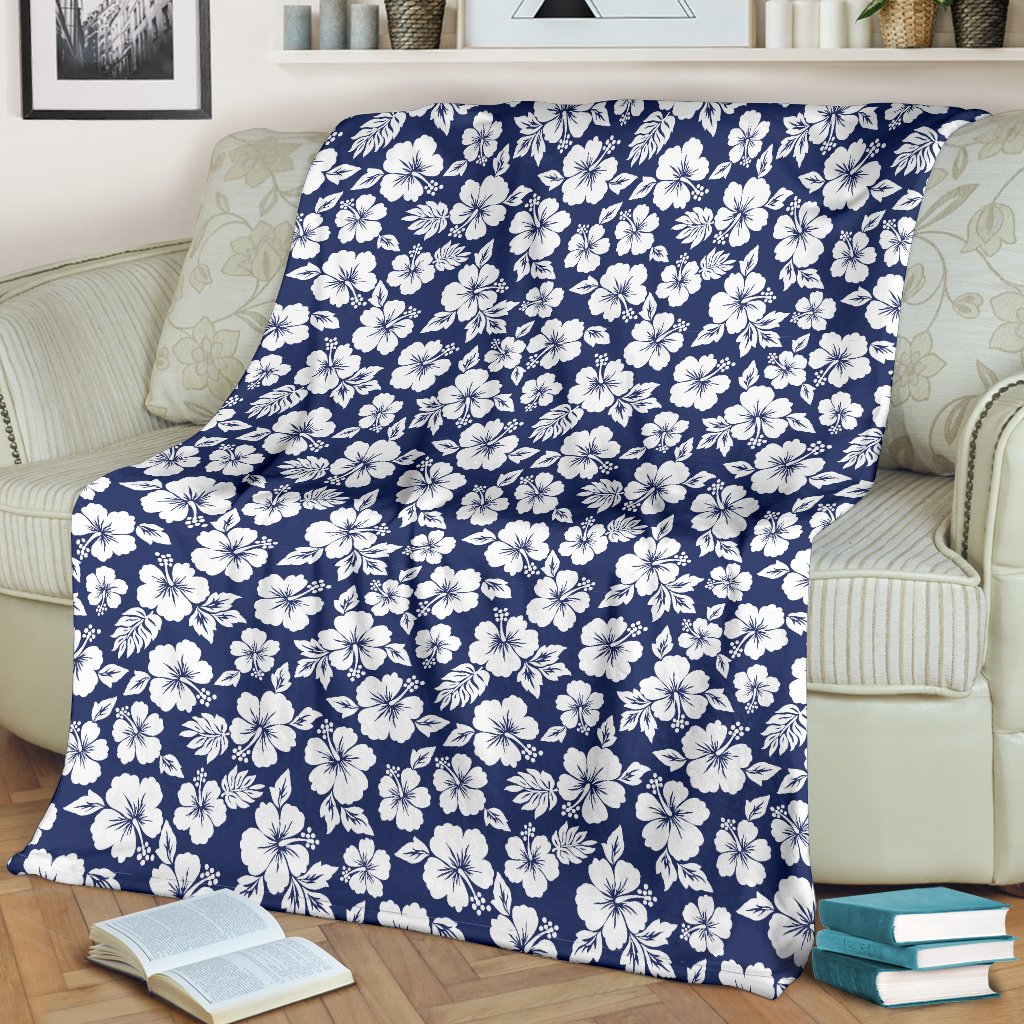 Hibiscus Blue Hawaiian Flower Style Fleece Blanket