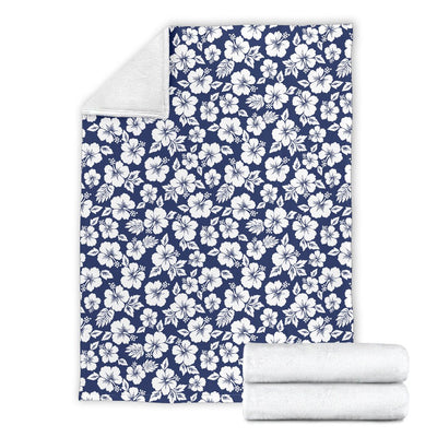 Hibiscus Blue Hawaiian Flower Style Fleece Blanket