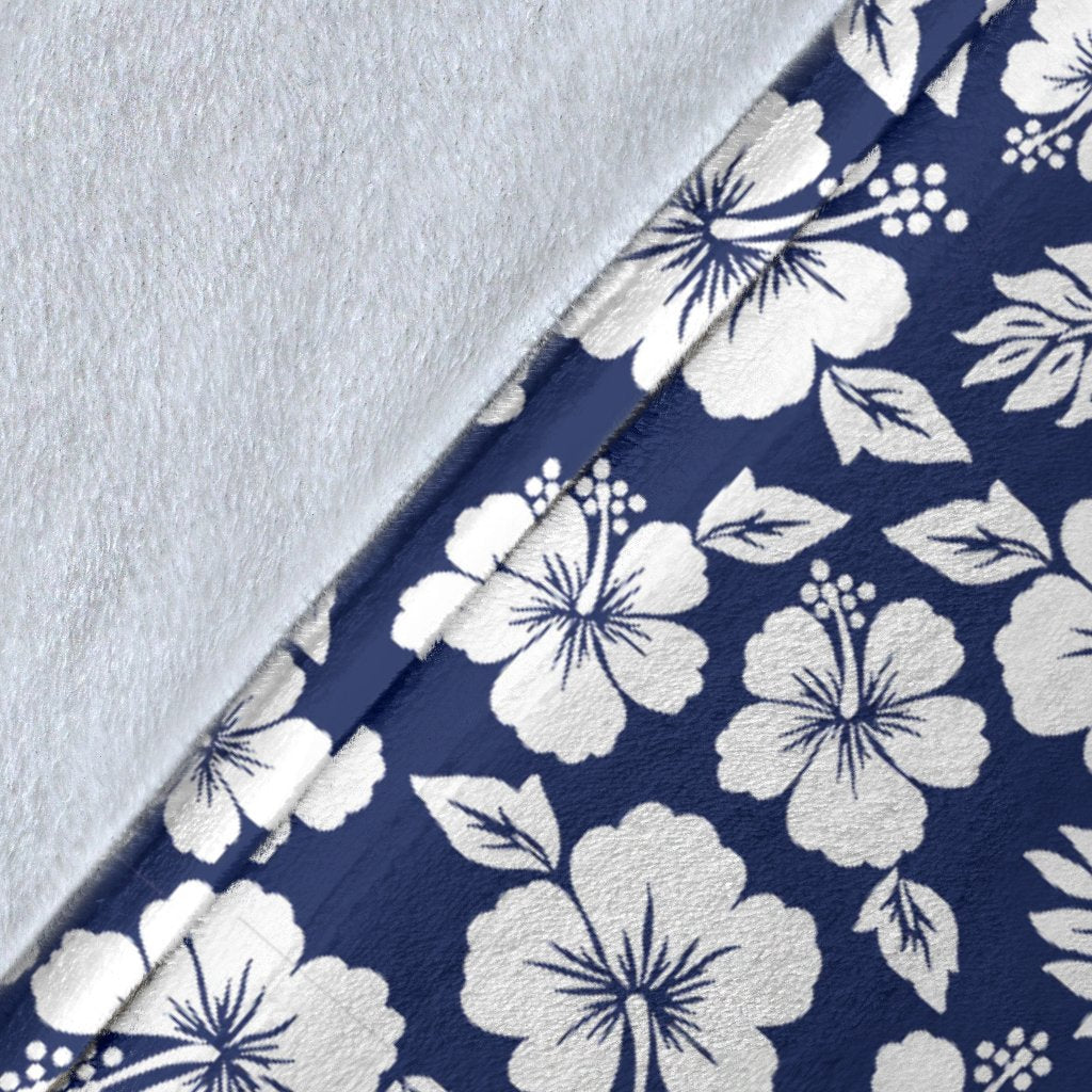 Hibiscus Blue Hawaiian Flower Style Fleece Blanket